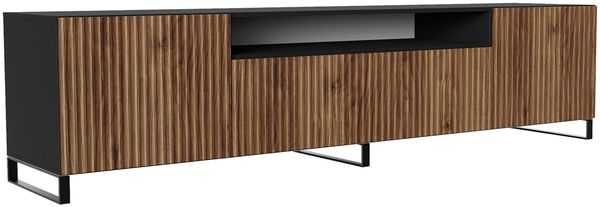 MEBLINI TV-Schrank 200cm Lang - Fernsehschrank - TV Lowboard Industrial - Unterschrank für Fernseher - TV-Unterschrank - TV-Schrank - NOEMI - 200x41x53cm - Schwarz Matt/Catania Eiche