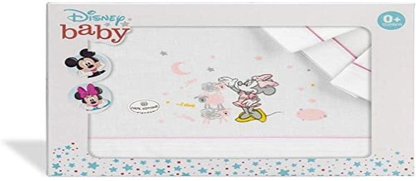 Interbaby MN003-12 Disney Baby-Krippe Laken Minnie Mouse Weiss/Rosa