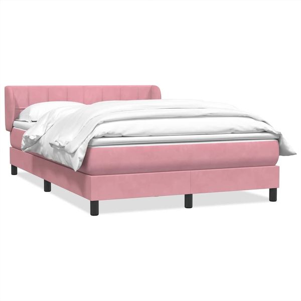 vidaXL Boxspringbett mit Matratze Rosa 160x220 cm Samt 3317576 Bild 2