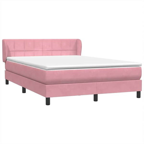 vidaXL Boxspringbett mit Matratze Rosa 160x220 cm Samt 3317576 Bild 4