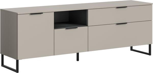 TV Lowboard B/H/T: 64x185x41 cm in Kaschmir Nachbildung und schwarz