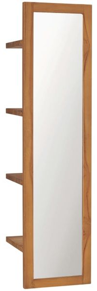 Wandspiegel mit Regalen, Teak Massivholz, 30 × 30 × 120 cm