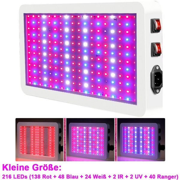 Rosnek Pflanzenlampe 216/312 LEDs,Vollspektrum,für Zimmerpflanzen Gemüse Blumen, 216LEDs, Blau, Rot, Weiß, Orange, LED-Pflanzenwachstumslampe