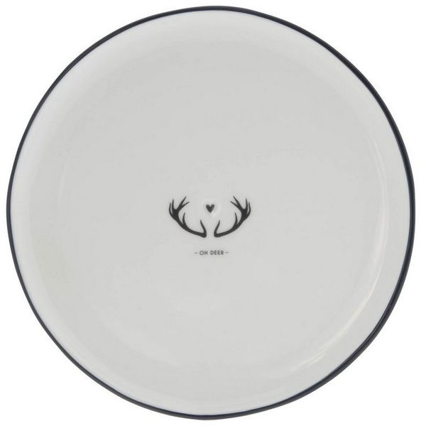 Bastion Collections Kuchenteller Schwarzes Herz, Spülmaschinengeeignet, Weiß, Geweih, ⌀ 19cm, Weiß, Geweih, H: 2cm