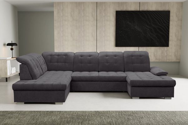 WERK2 Wohnlandschaft Kordula-New U-Form, Sofa in U-Form mit Schlaffunktion & Bettkasten, Schlafcouch