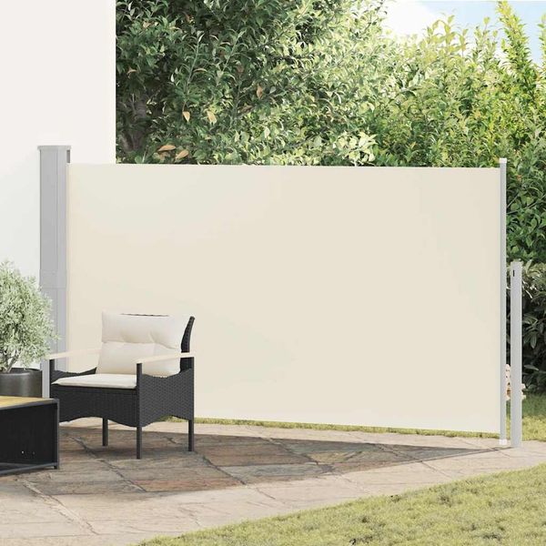 Seitenmarkise, Balkon Sichtschutz, Windschutz 160x300 cm Cremeweiß
