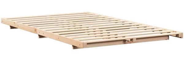 vidaXL Bettrahmen Braun 135 x 190 cm Massives Kiefernholz 873079 Bild 7