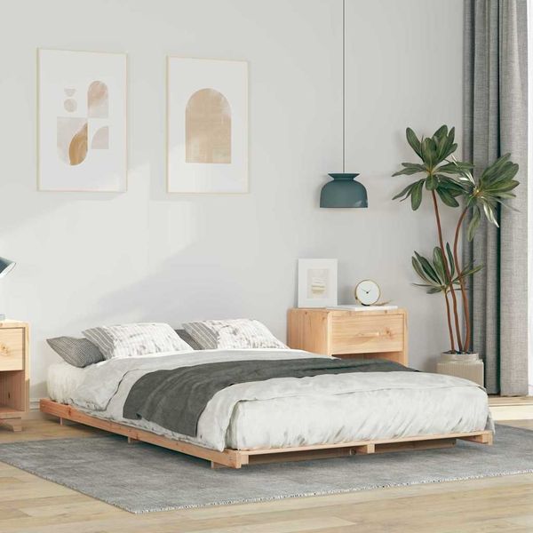 vidaXL Bettrahmen Braun 135 x 190 cm Massives Kiefernholz 873079