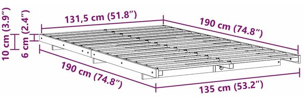 vidaXL Bettrahmen Braun 135 x 190 cm Massives Kiefernholz 873079 Bild 10
