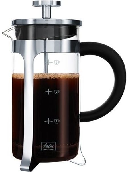 Melitta French Press Premium (3 Tassen) Französische Presse Schwarz Edelstahl Transparent 3 Tassen Glas Edelstahl