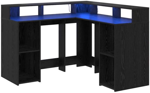 vidaXL Schreibtisch mit Regal Schwarz Eichen-Optik 130 x 130 x 91 cm 3365617