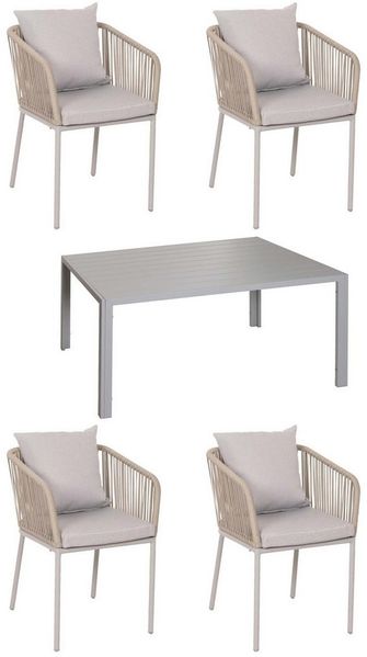MCW Sitzgruppe MCW-N41-4, (Set, 5-tlg, 5-teilig), Witterungsbeständig und besonders pflegeleicht