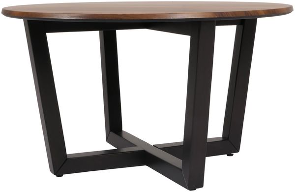 Couchtisch HWC-M61, Beistelltisch Sofatisch, Massiv-Holz HPL Laminat Melamin Ø80cm, Sheesham Holz-Optik, dunkles Gestell Bild 5