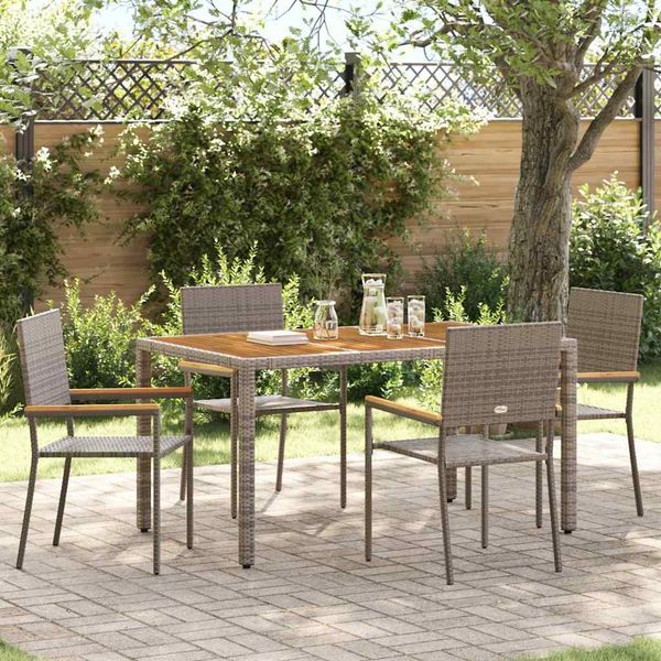 Garten Stapelstühle 4er Set, Balkonstuhl Grau und Braun 54 x 56 x 90 cm