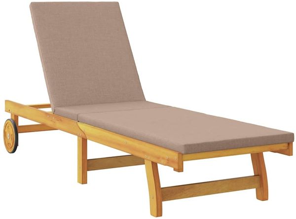 vidaXL Sonnenliege mit Kissen Taupe Massivholz Akazie 3407702 Bild 4