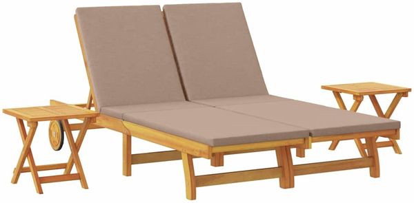 vidaXL Sonnenliege mit Kissen Taupe Massivholz Akazie 3407702 Bild 2