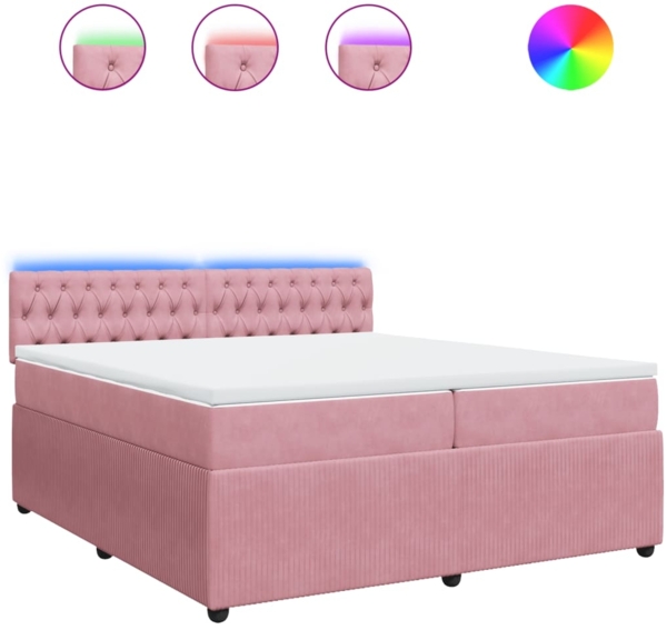 vidaXL Boxspringbett mit Matratze Rosa 200x200 cm Samt 3290141