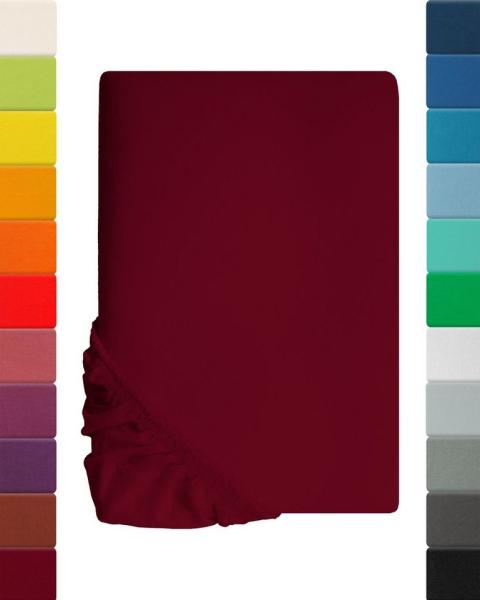 Kinder Jersey Spannbettlaken, Spannbetttuch, Lavea Serie Maya, 60x130 cm | 70x140 cm, Bordeaux, 100% Baumwolle, hochwertige Verarbeitung, mit Gummizug