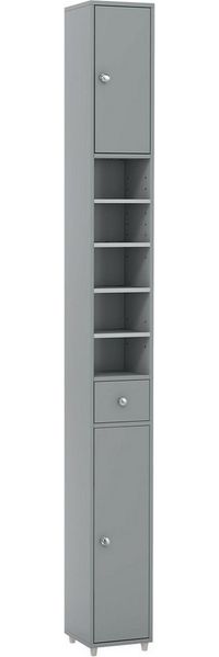 KOMFOTTEU Hochschrank Badezimmerschrank mit Schublade, Türen & Ablagen