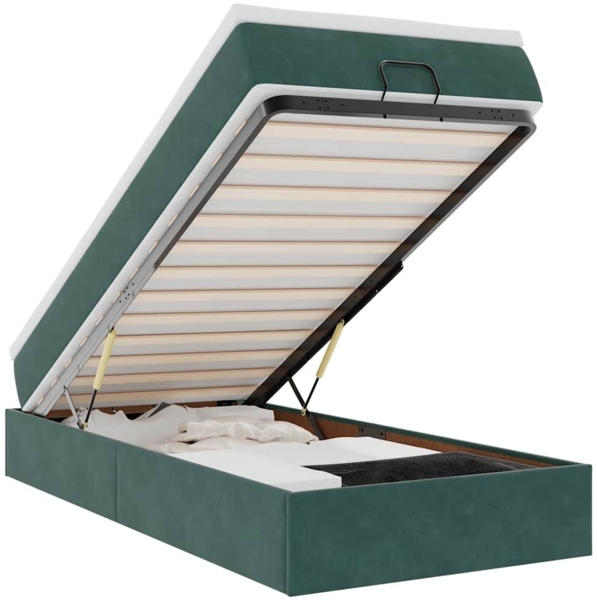vidaXL Ottoman-Bett mit Matratze Dunkelgrün 100x200 cm Samt 3311168