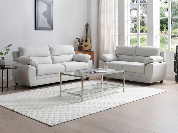 Vente-unique - MANOA Couchgarnitur Stoff Beige - B 82 cm x H 88 cm x L 163 cm201 cm