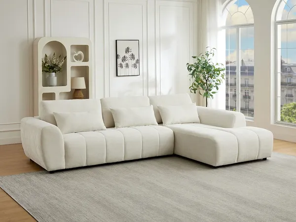 Vente-unique - FABARTO Sofa Stoff Beige - B 196 cm x H 103 cm81 cm x L 303 cm