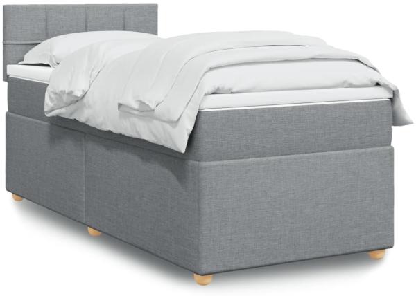 vidaXL Boxspringbett mit Matratze Hellgrau 90x200 cm Stoff 3288863