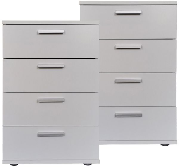 HTI-Living Nachtschrank Nachtkommode 4 Schubladen Nina Weiß 2er-Set (Set, 2-St, 2 Nachtschränke) Nachtschrank Nachttisch