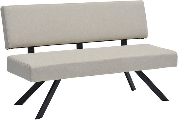 byLIVING Sitzbank Toronto, Bezug in Taupe, Gestell in schwarz, mit Rückenlehne und hohem Sitzkomfort, Esszimmerbank, Küchenbank, Maße: B 138, H 83, T 60 cm