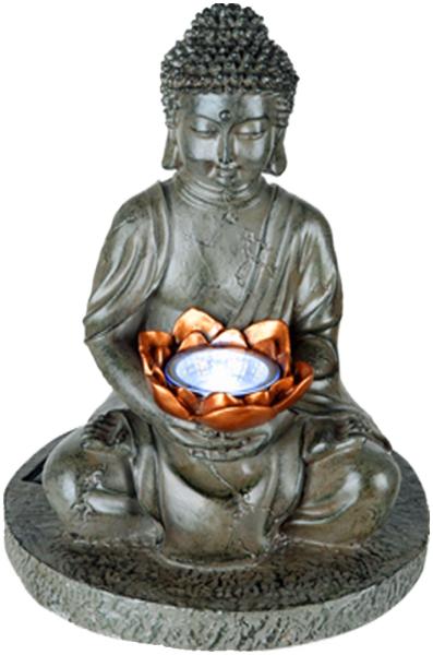 Globo Solarleuchte "Buddhastatue" Kunststoff Grau, 1xLED