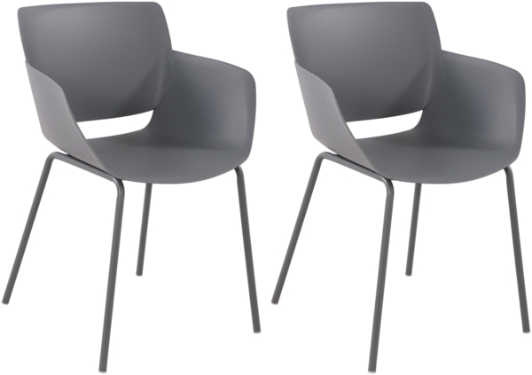 CLP 2er Set Gartenstuhl Alpena Stapelstühle wetterfest und UV-beständig,dunkelgrau