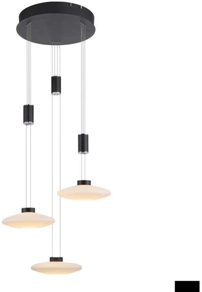 LED Hängelampe, Höhenverstellbar, dimmbar, schwarz, D 53 cm