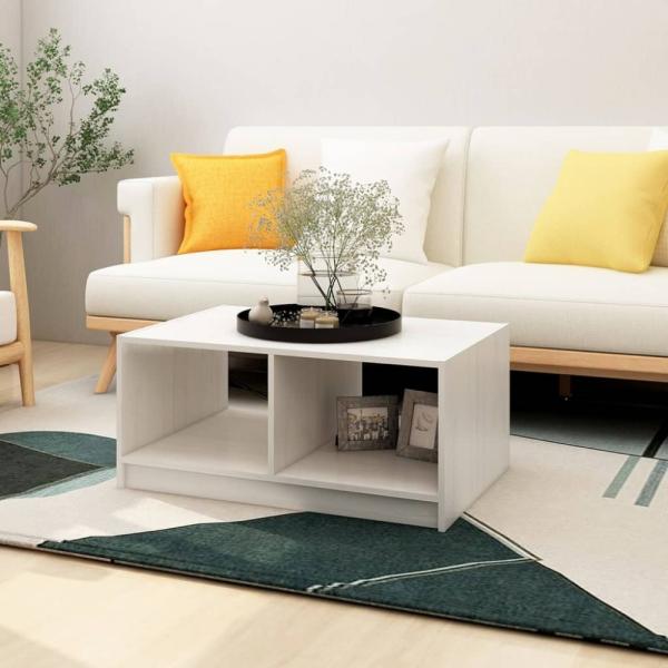 vidaXL Couchtisch Weiß 75x50x33,5 cm Massivholz Kiefer 809907