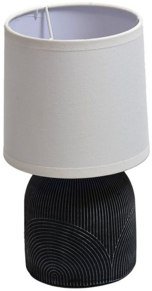 B&S Tischleuchte Nachttischleuchte Keramik Stoff Rund E14 Höhe 22 cm schwarz