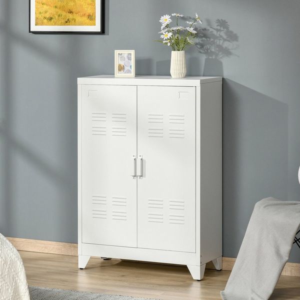 HOMCOM Aktenschrank Verstellbarer Einlegeboden (Büroschrank, 1-St, Aufbewahrungsschrank) für Wohnzimmer, Büro, Weiß
