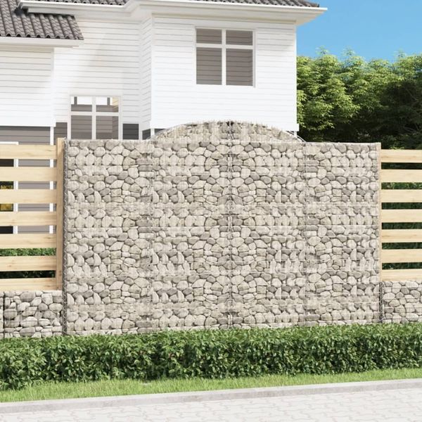 vidaXL Gabione mit Hochbogen 300x30x200/220 cm Verzinktes Eisen 153510