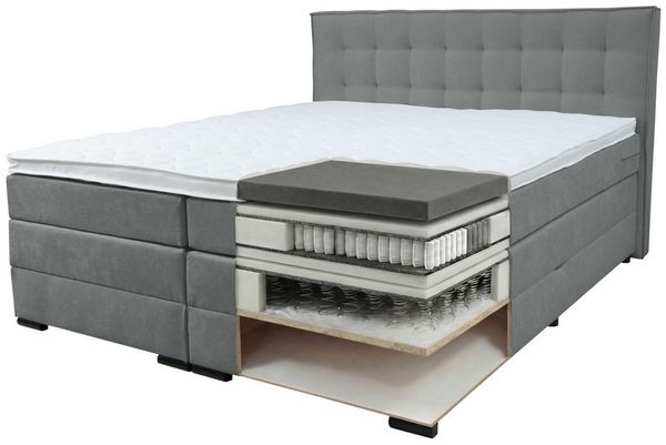 Home affaire Boxspringbett Köln, Doppelbett, Polsterbett, Federkernbett, Komforbett, 160, 180 cm, inkl. Topper, zwei Bettkästen, Taschen-Federkernmatratze, Härtegrad 3 Bild 4