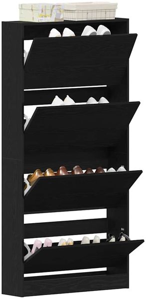 vidaXL Schuhschrank mit Regal Schwarz Eichen-Optik 80 x 21 x 163,5 cm 3334027 Bild 3