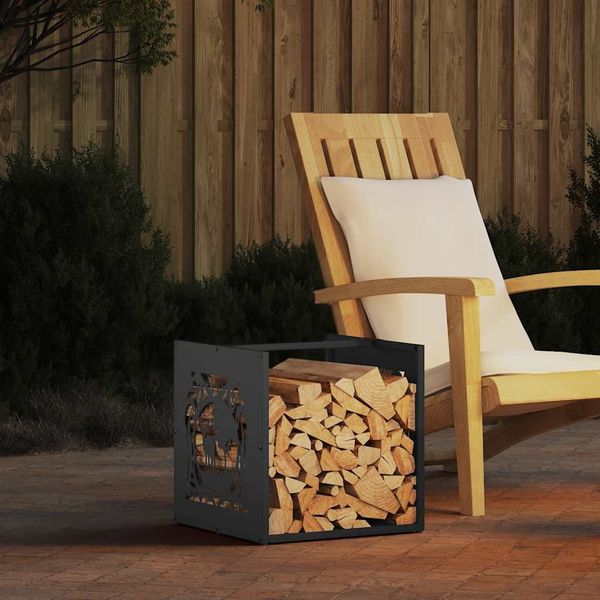 vidaXL Brennholzregal Schwarz 40x40x40 cm Kaltgewalzter Stahl 864249