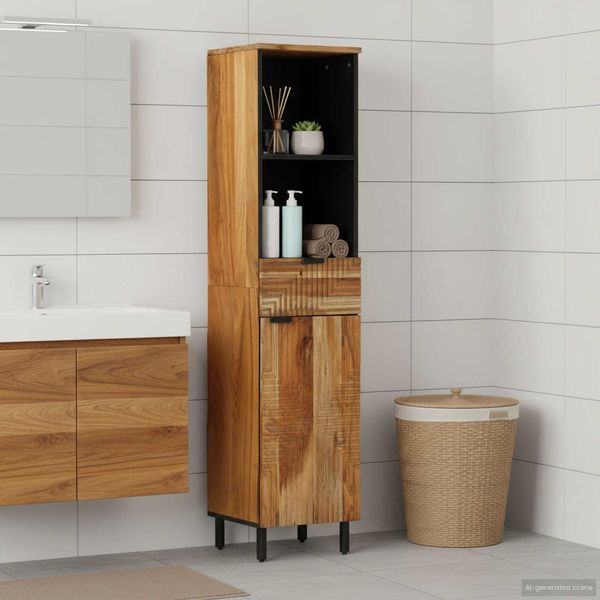 vidaXL Badezimmerschrank Braun 38 x 33 x 160 cm Massivholz Mango 4017778