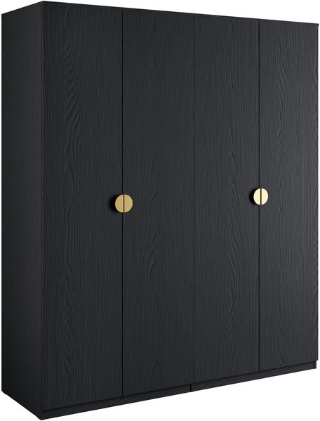 AX LIVING Schwarz Kleiderschrank Brunelli 179 cm 4-türig Gold Griffe