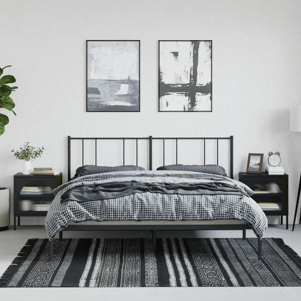 vidaXL Nachttische 2 Stk. Schwarz 50x35x60 cm Glas und Stahl 3211825