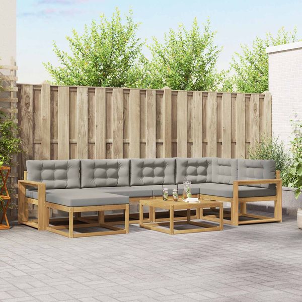 vidaXL Outdoor-Sofagarnitur 7 pcs Weiß und Hellgrau 3386730