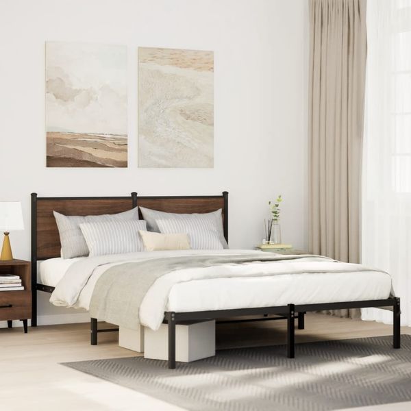 vidaXL Metallbett ohne Matratze Räuchereiche 137x190 cm 4007666