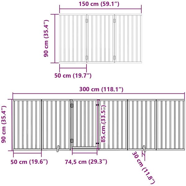 vidaXL 15-tlg. Hundetor mit Tür Faltbar Schwarz 750 cm Pappelholz 3155546 Bild 11