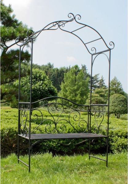 Gartenbank >Colima< in schwarz aus Stahl - 124x200x48cm (BxHxT)