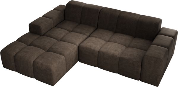 Ecksofa Fogo, Sofa ohne Schlaffuktion, Ecksofa L-Form Veloursstoff, Links Sofa, 245 x 68 x 180 cm, Braun