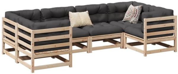 vidaXL 6-tlg. Garten-Sofagarnitur mit Kissen Massivholz Kiefer 3299607