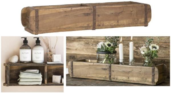 IB-Laursen Holz Ziegelform Unika Aufbewahrung Deko Box Kiste Kasten 2 Fächer XXL