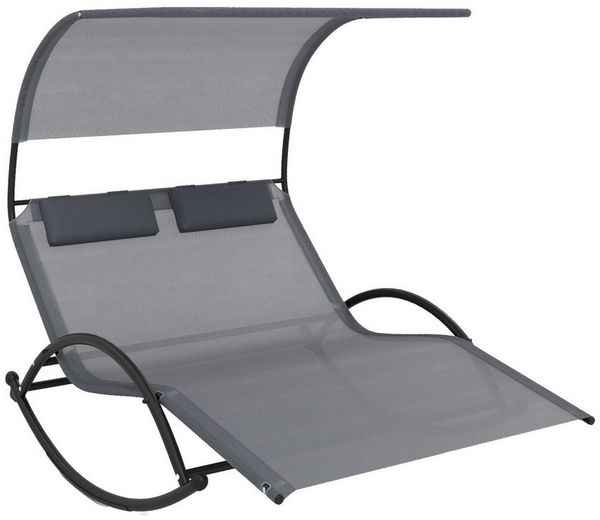 COSTWAY Gartenliege 2 Personen, mit Dach, 1 St, bis 300kg, 197x137x165 cm